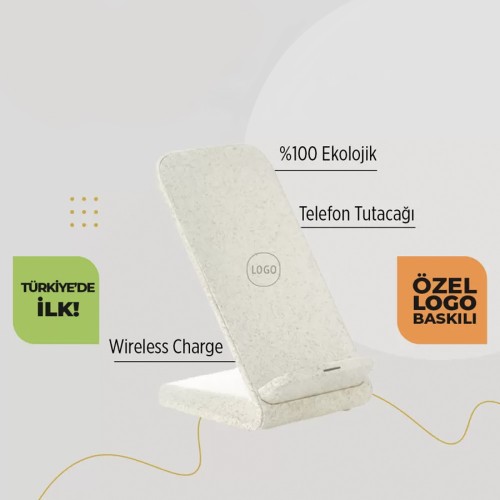 EccoTech %100 Ekolojik Wireless Charger + Telefon Tutucu